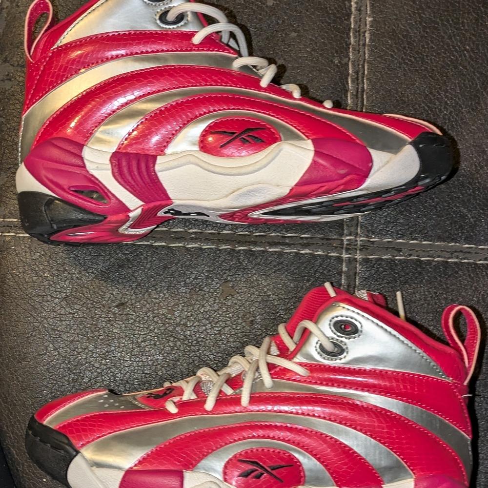 Reebok Red and Silver High-Top Sneakers